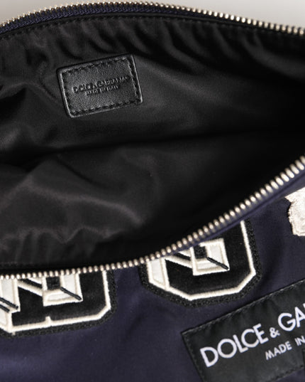 Dolce & Gabbana Blue DG Logo Patch Embellished Pouch Clutch Men Borse Bag