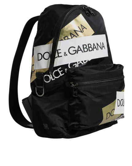 Dolce & Gabbana Black Logo Tape Polyamide School Travel Backpack Men Bag