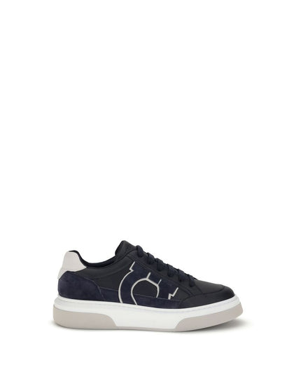 Ferragamo Blue Calf Leather Bos Taurus Low Top Sneakers