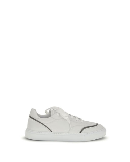 Brunello Cucinelli White Calf Leather Bos Taurus Low Top Sneakers
