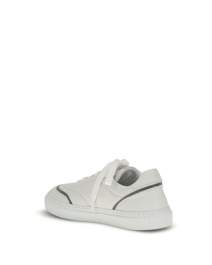 Brunello Cucinelli White Calf Leather Bos Taurus Low Top Sneakers