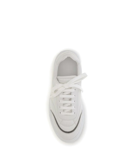 Brunello Cucinelli White Calf Leather Bos Taurus Low Top Sneakers