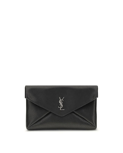 Saint Laurent Black Calf Leather Bos Taurus Clutch Bag