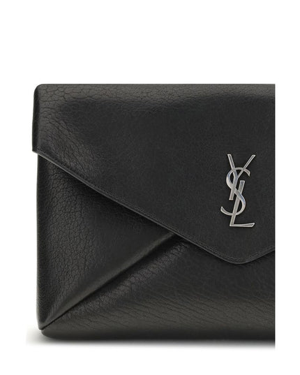 Saint Laurent Black Calf Leather Bos Taurus Clutch Bag