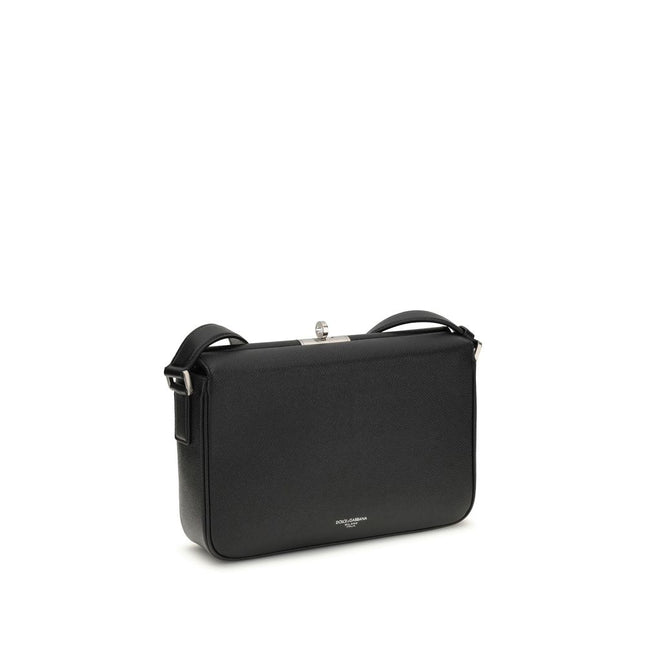 Dolce & Gabbana Black Calf Leather Bos Taurus Shoulder Bag