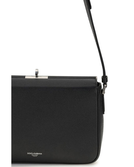 Dolce & Gabbana Black Calf Leather Bos Taurus Shoulder Bag