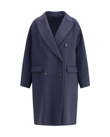 Brunello Cucinelli Blue Cashmere Coat