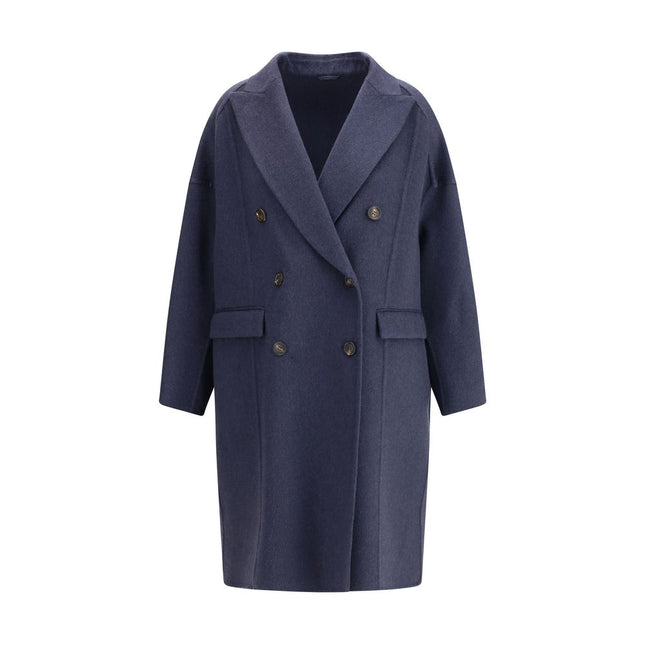 Brunello Cucinelli Blue Cashmere Coat