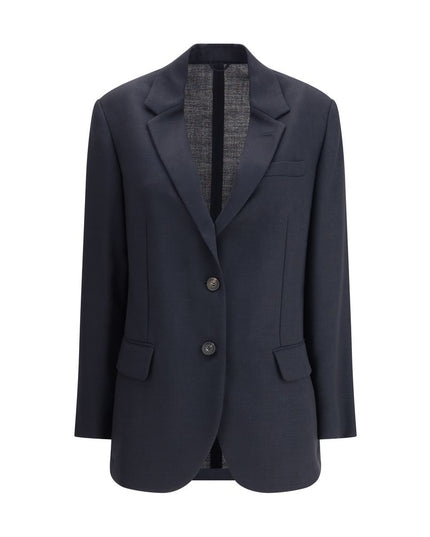 Brunello Cucinelli Blue Fleece Wool Blazer