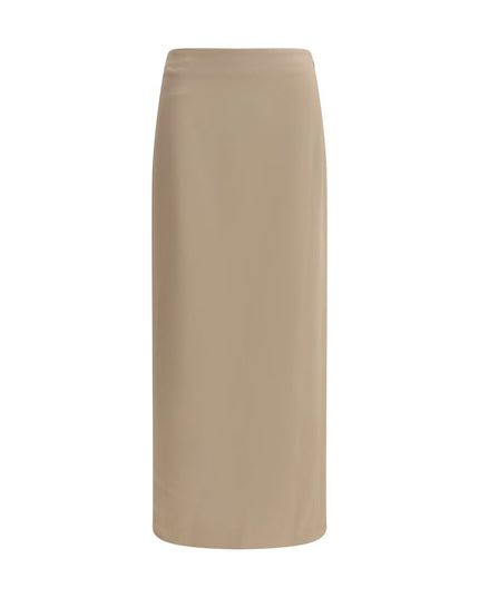 Brunello Cucinelli Gray Acetate Midi Skirt