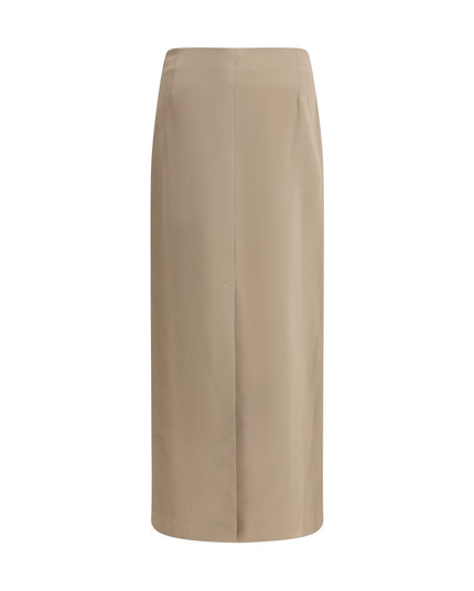 Brunello Cucinelli Gray Acetate Midi Skirt