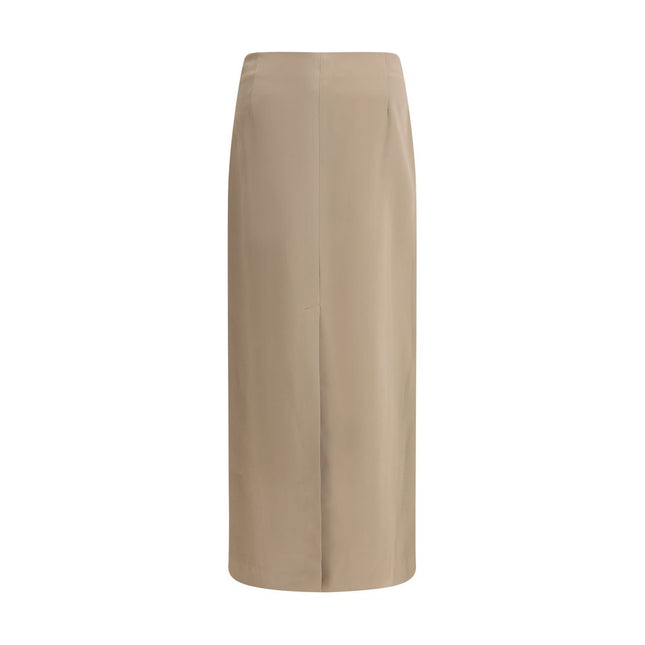 Brunello Cucinelli Gray Acetate Midi Skirt