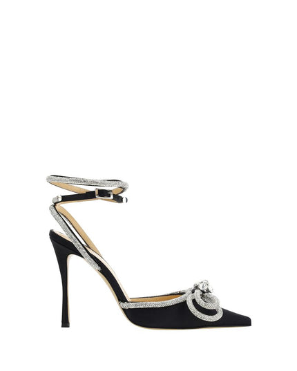 MACH & MACH Black Silk Stiletto Heel Sandals