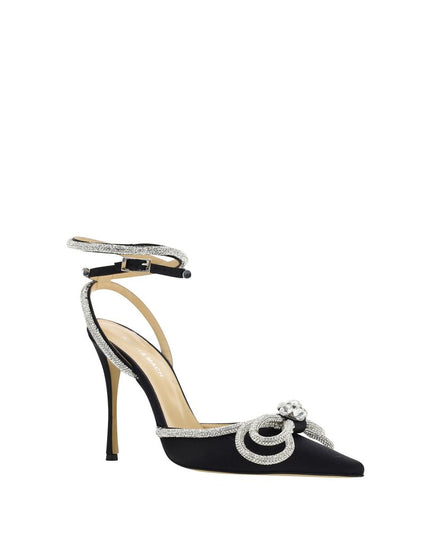 MACH & MACH Black Silk Stiletto Heel Sandals