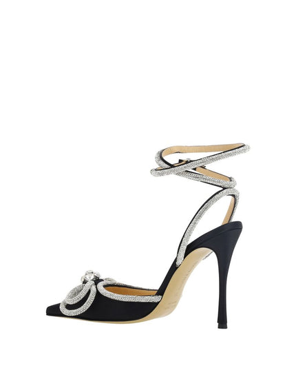 MACH & MACH Black Silk Stiletto Heel Sandals