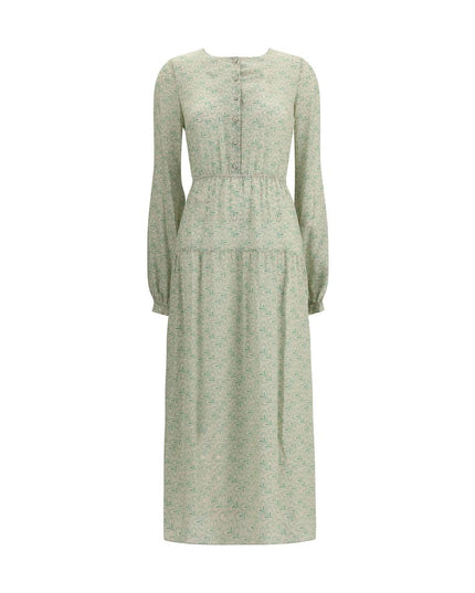 Kristina Ti Green Silk Long Dress