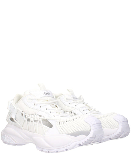 Versace White Leather Athletic Sneakers