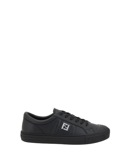 Fendi Black Calf Leather Bos Taurus Athletic Sneakers