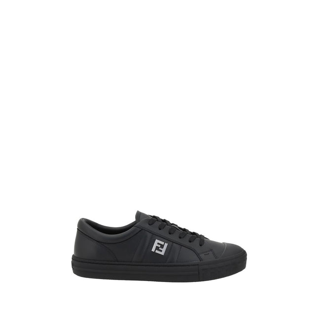 Fendi Black Calf Leather Bos Taurus Athletic Sneakers