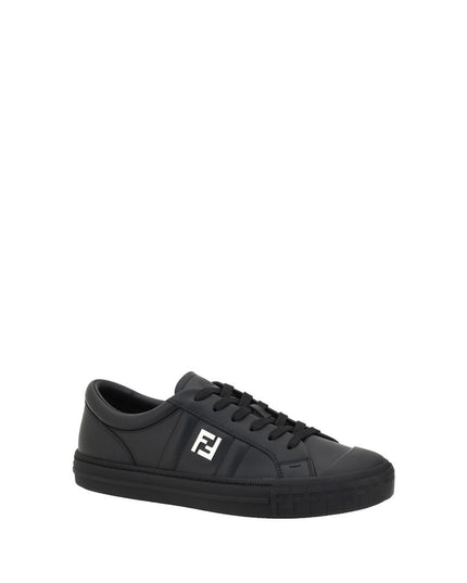 Fendi Black Calf Leather Bos Taurus Athletic Sneakers