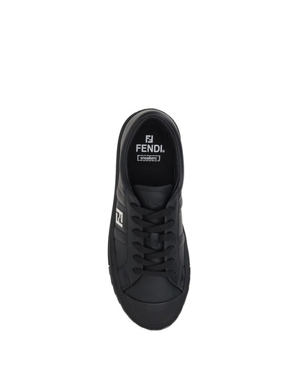 Fendi Black Calf Leather Bos Taurus Athletic Sneakers