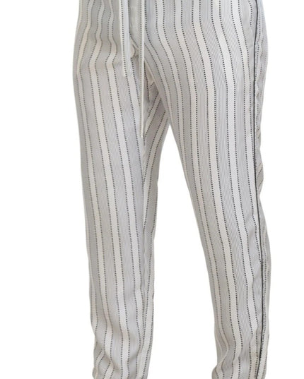 Dolce & Gabbana White Stripes Silk Lounge Trouser Pants