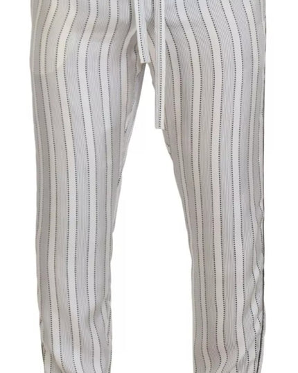 Dolce & Gabbana White Stripes Silk Lounge Trouser Pants