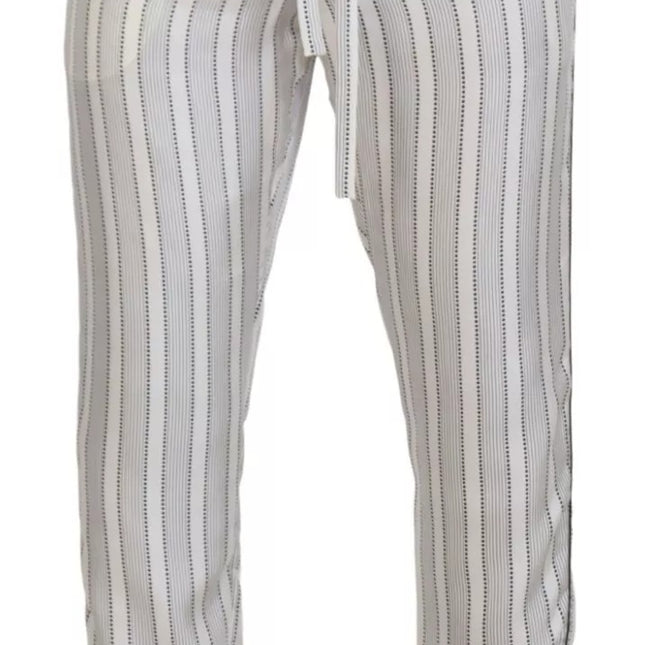Dolce & Gabbana White Stripes Silk Lounge Trouser Pants