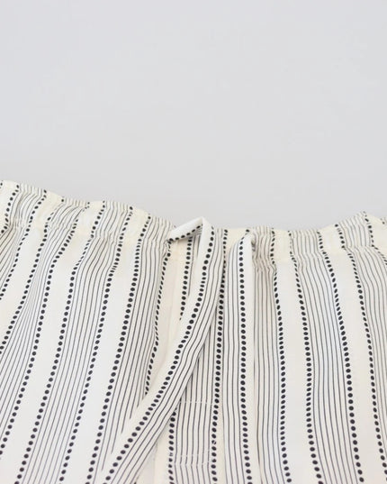 Dolce & Gabbana White Stripes Silk Lounge Trouser Pants
