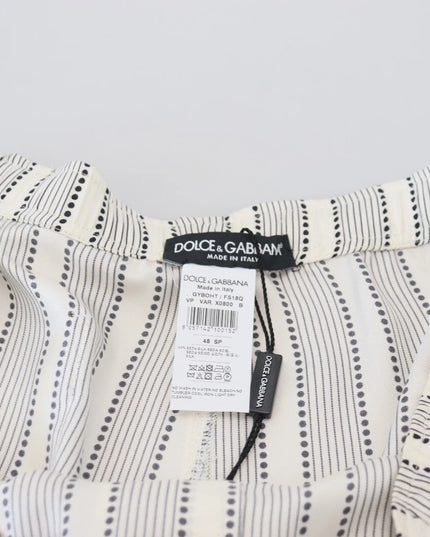 Dolce & Gabbana White Stripes Silk Lounge Trouser Pants