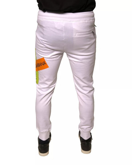 Dolce & Gabbana White Logo Tape Jogger Cotton Sweatpant Pants