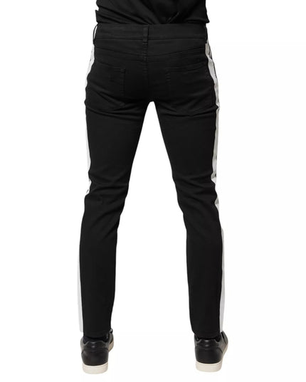 Dolce & Gabbana Black Tattered White Lining Skinny Denim Jeans