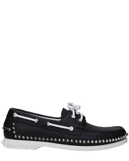 Christian Louboutin Black Leather Slip-On Loafers