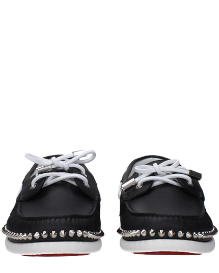 Christian Louboutin Black Leather Slip-On Loafers
