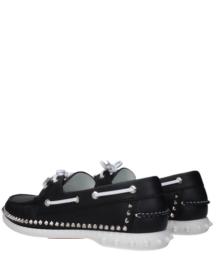 Christian Louboutin Black Leather Slip-On Loafers