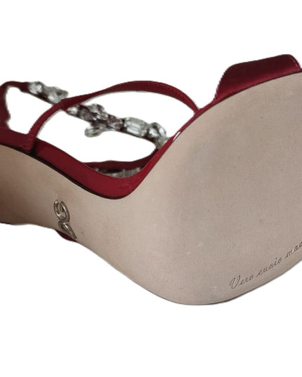 Dolce & Gabbana Red Satin Crystals Keira Sandals Heels Shoes