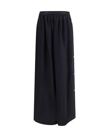Kristina Ti Black Fleece Wool Long Skirt