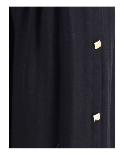 Kristina Ti Black Fleece Wool Long Skirt