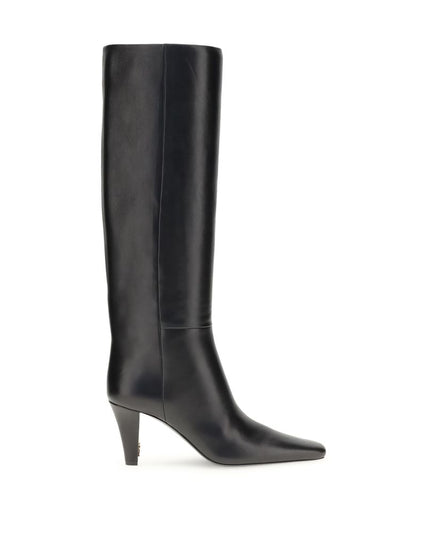 Saint Laurent Black Leather High Heel Boots