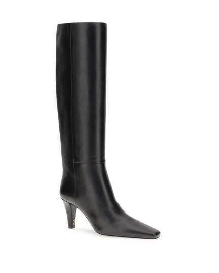 Saint Laurent Black Leather High Heel Boots