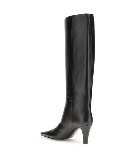 Saint Laurent Black Leather High Heel Boots