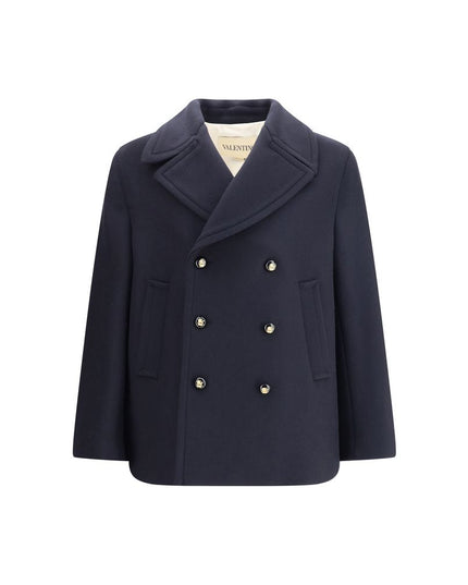 Valentino Blue Fleece Wool Coat