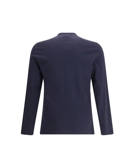 Brunello Cucinelli Blue Cotton Long Sleeve T-Shirt