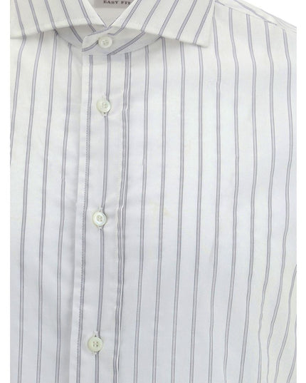 Brunello Cucinelli White Cotton Pattern Shirt