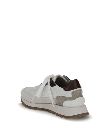 Brunello Cucinelli White Leather Athletic Sneakers