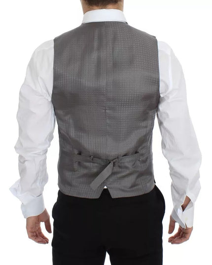 Dolce & Gabbana Gray Striped Formal Dress Gilet Vest