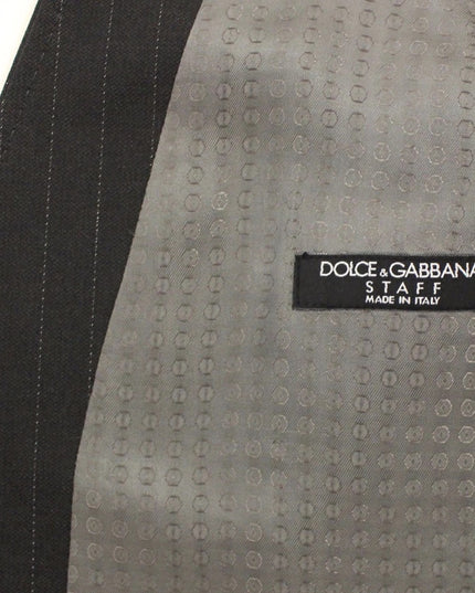 Dolce & Gabbana Gray Striped Formal Dress Gilet Vest