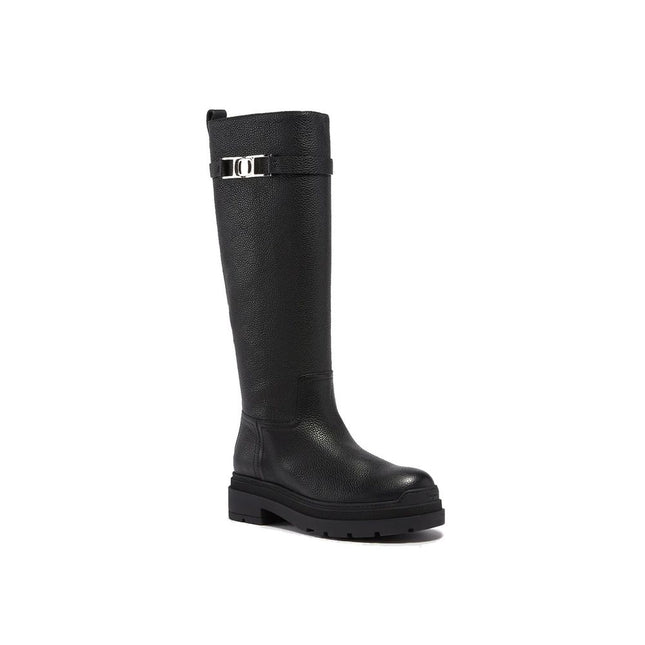 Salvatore Ferragamo Black Calfskin Lace-Up Boots