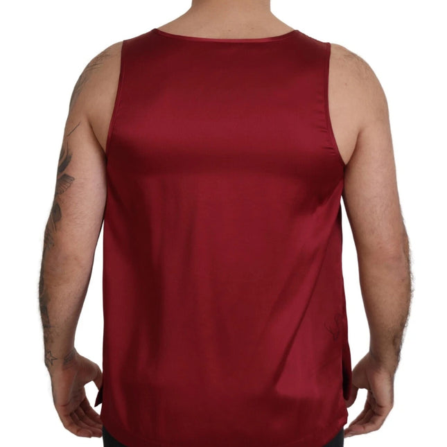 Dolce & Gabbana Red Round Neck Sleeveless Silk T-shirt