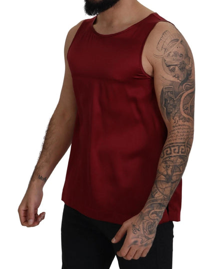 Dolce & Gabbana Red Round Neck Sleeveless Silk T-shirt